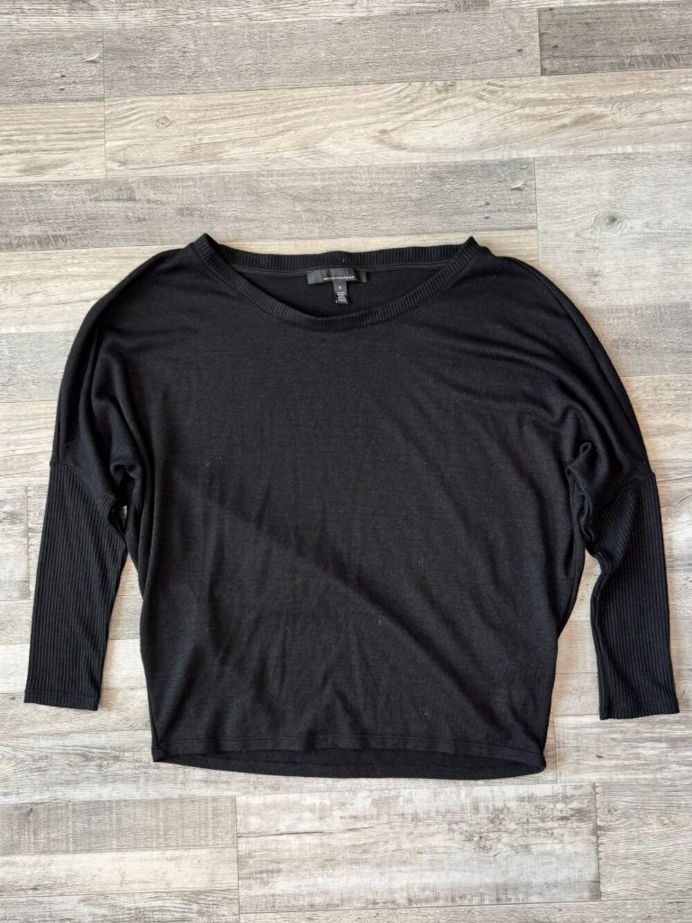 White House Black Market Black Ribbed Dolman Sleeve Sweater Size Small N19
